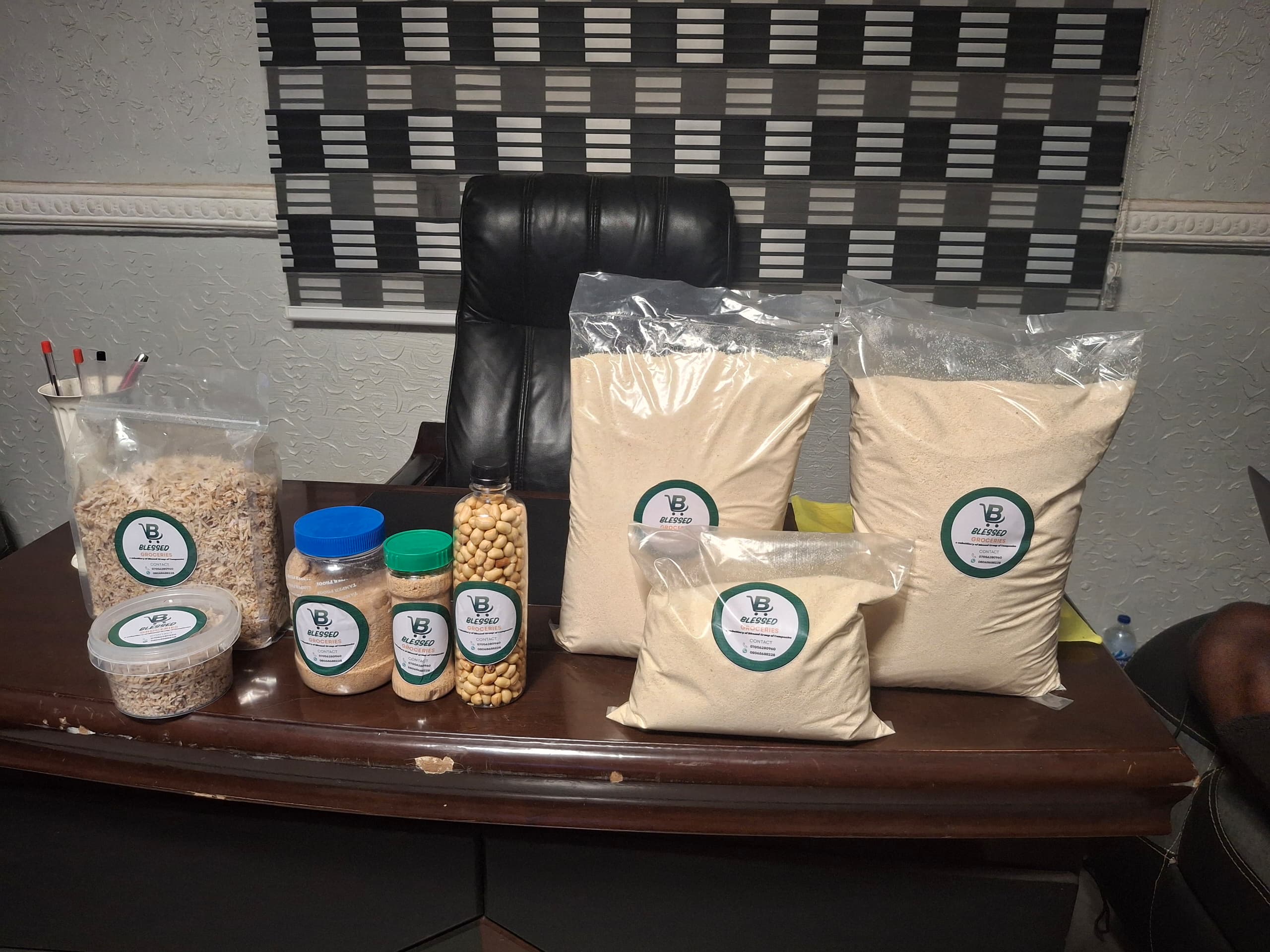 Blessed Groceries garri, coconut, dates, groundnut and kuli-kuli